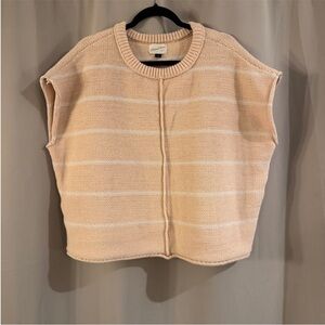 Universal Thread Cream (peachy) & White Striped Sleeveless Crewneck Sweater Vest